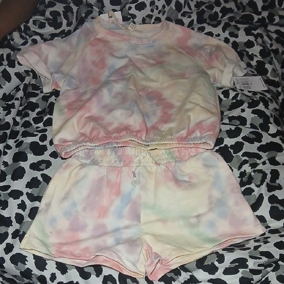 Jessica Simpson Kids Tie-Dye Matching Set - Pink, Blue, Yellow - Picture 1 of 8
